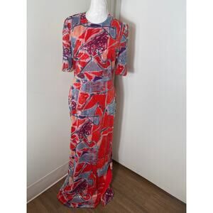 Rosetta Getty Red Halve Sleeve Sequin Full Length Gown Sz 6